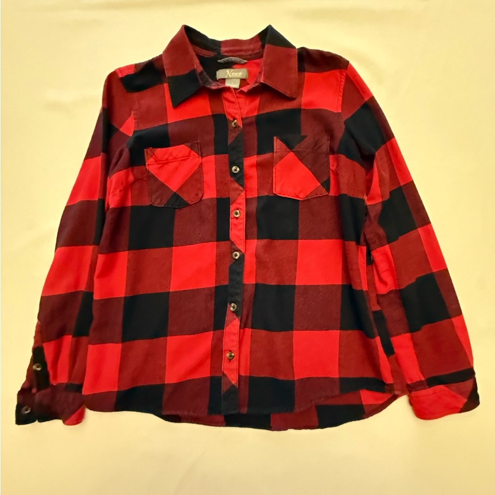 Natural Reflections Women's Red and Black Checkered Shirt
